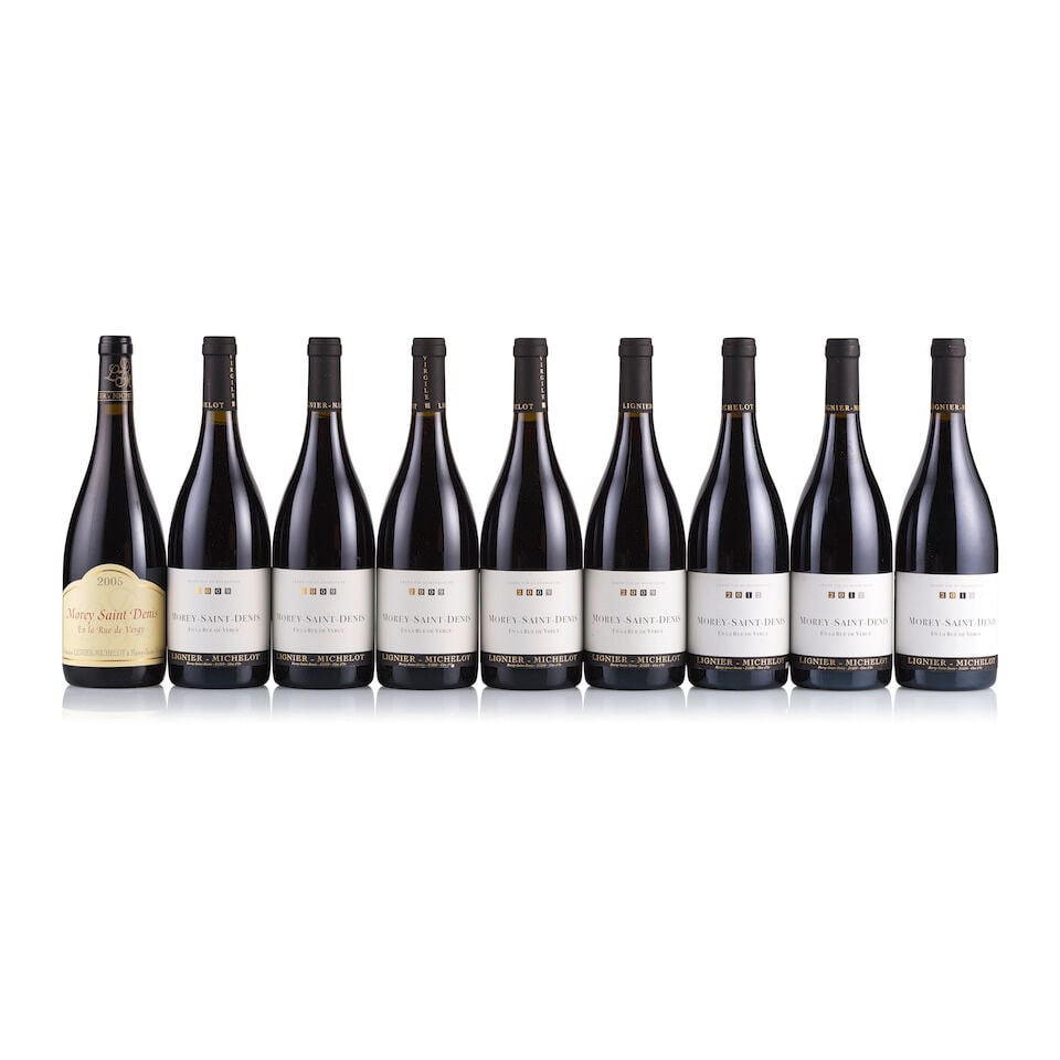 Lignier-Michelot, Morey-Saint-Denis, En la Rue de Vergy, 2005, 2009 & 2012 (9 x 750ml): Lignier-Michelot, Morey-Saint-Denis, En la Rue de Vergy, 2005 (1 x 750ml) Region: Burgundy Fill Level: excellent Capsule: ok Cork: ok Label: excellent appearance Packaging: neutral carton Lignier-Mic