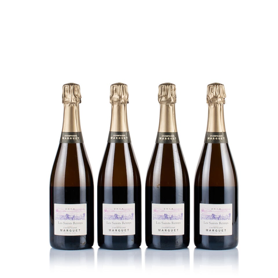 Champagne Marguet, Les Saints Rémys, Grand Cru, 2014 (4 x 750ml): Champagne Marguet, Les Saints Rémys, Grand Cru, 2014 (4 x 750ml) Region: Champagne Fill Level: excellent Capsule: ok Cork: ok Label: good appearance Packaging: neutral carton This lot is subject
