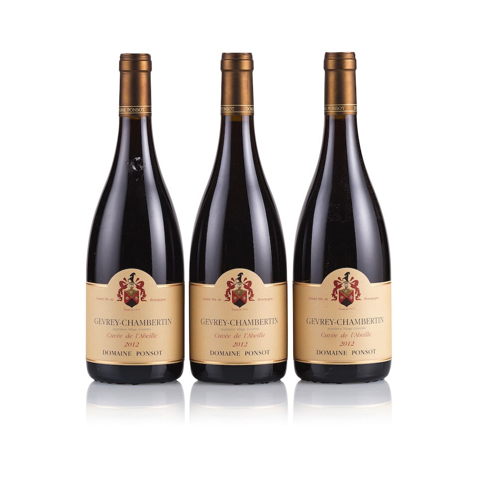 Domaine Ponsot, Gevrey-Chambertin, Cuvée de l'Abeille, 2012 (3 x 750ml): Domaine Ponsot, Gevrey-Chambertin, Cuvée de l'Abeille, 2012 (3 x 750ml) Region: Burgundy Fill Level: excellent Capsule: ok Cork: ok Label: good appearance Packaging: neutral