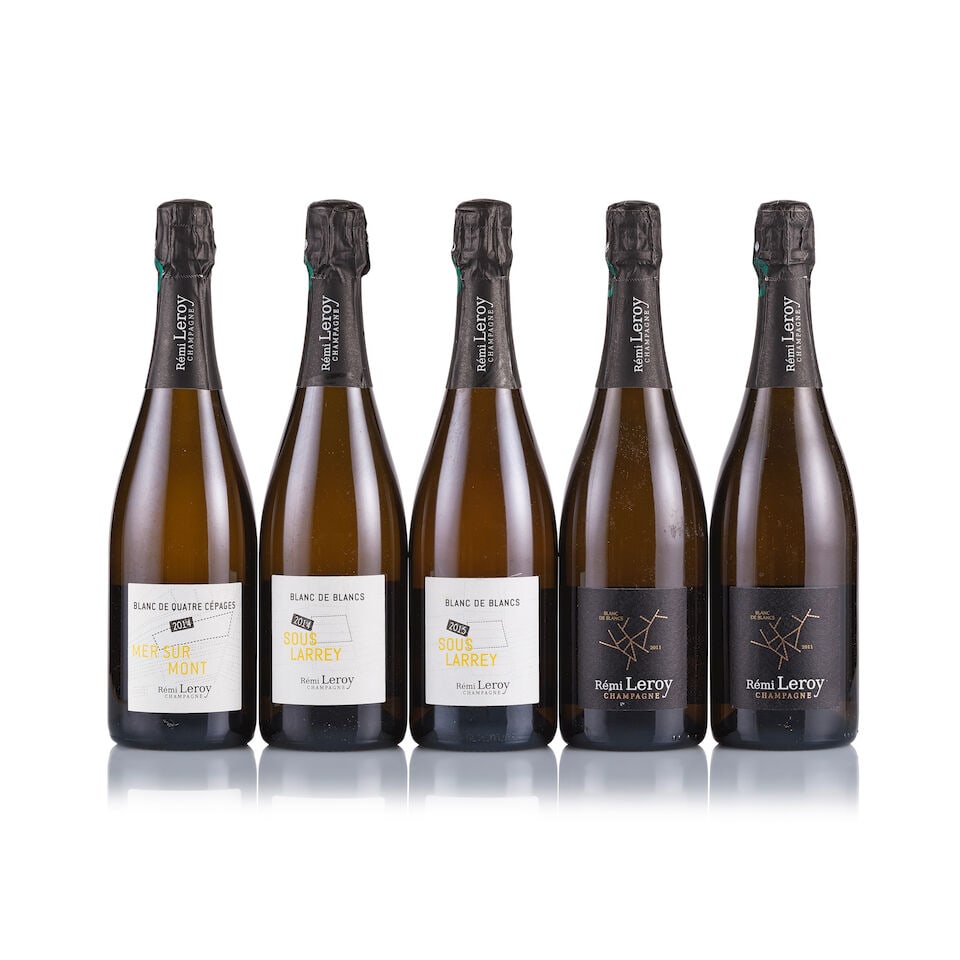 Mixed Lot of Champagne Rémi Leroy, 2011, 2014 & 2015 (5 x 750ml): Champagne Rémi Leroy, Blanc de Blancs, 2011 (2 x 750ml) Region: Champagne Fill Level: excellent Capsule: ok Cork: ok Label: 1x very slightly nicked, 1x good appearance Packaging: neutral carton