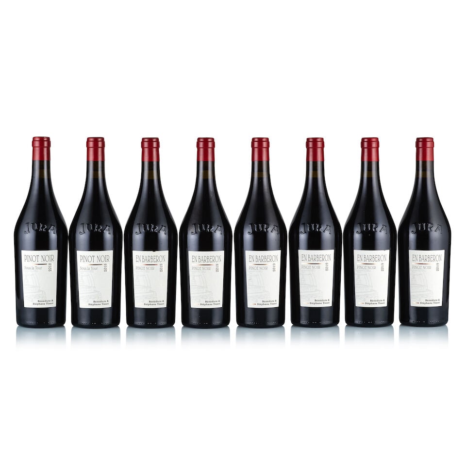 Mixed Lot of Bénédicte & Stéphane Tissot, Pinot Noir, 2018 & 2019 (8 x 750ml): Bénédicte & Stéphane Tissot, Arbois, Sous la Tour, Pinot Noir, 2018 (2 x 750ml) Region: Jura Fill Level: excellent Capsule: ok Cork: ok Label: good appearance Packaging: neutral carton