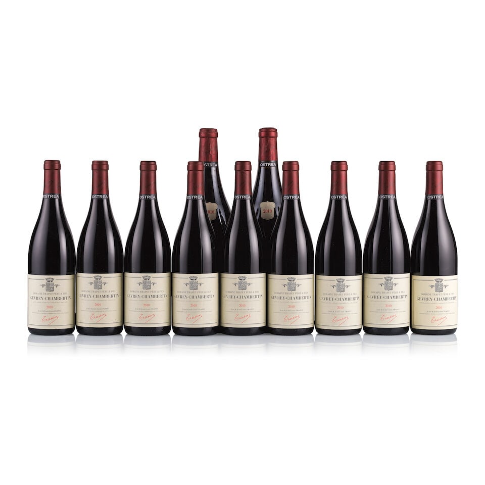 Domaine Trapet Père & Fils, Gevrey-Chambertin, Ostrea, 2010 (9 x 750ml & 2 x Magnum): Domaine Trapet Père & Fils, Gevrey-Chambertin, Ostrea, 2010 (9 x 750ml) Region: Burgundy Fill Level: good Capsule: ok Cork: ok Label: 5x good appearance, 1x very slightly stained, 2x slightly