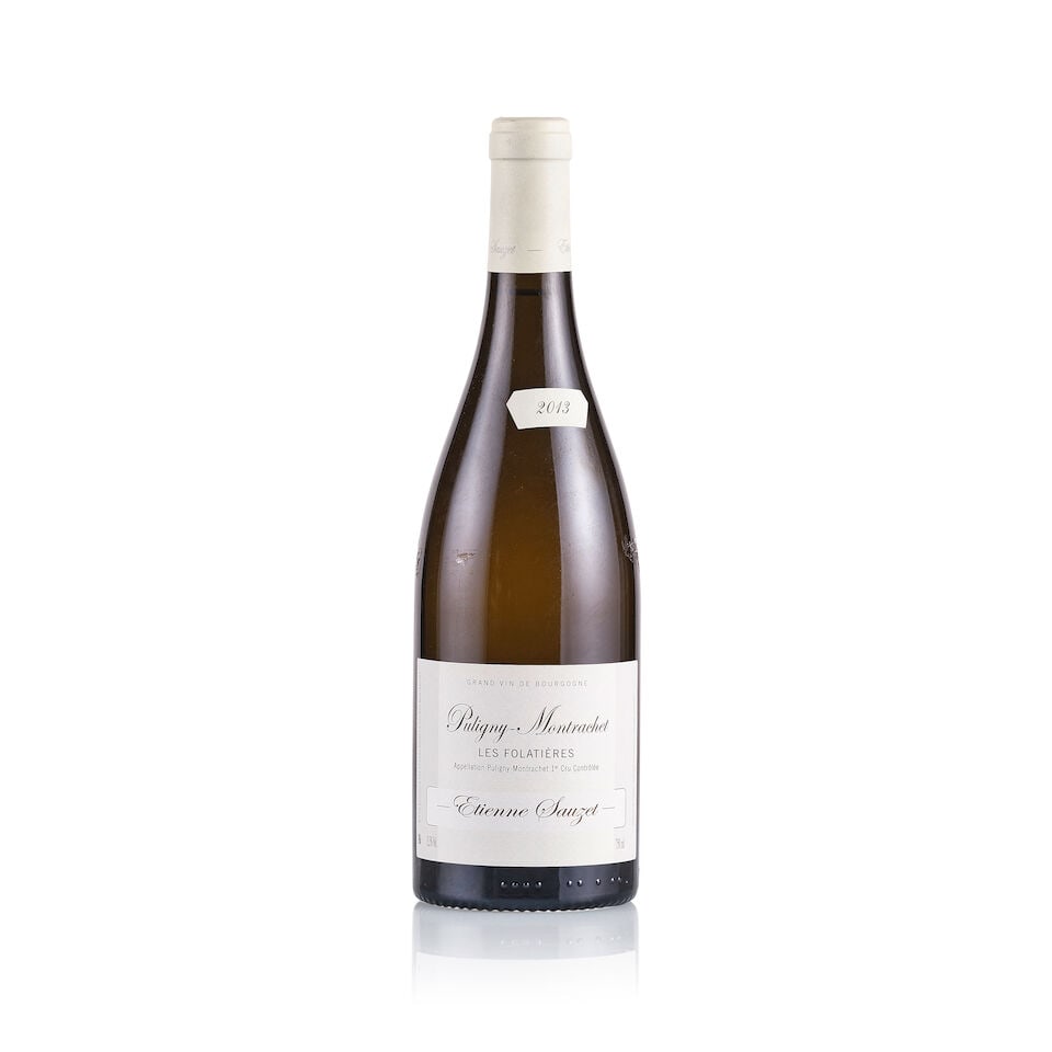 Etienne Sauzet, Puligny-Montrachet, Les Folatières, 2013 (1 x 750ml): Etienne Sauzet, Puligny-Montrachet, Les Folatières, 2013 (1 x 750ml) Region: Burgundy Fill Level: good Capsule: ok Cork: ok Label: good appearance; remaining plastic wrap Packaging: neutral carto