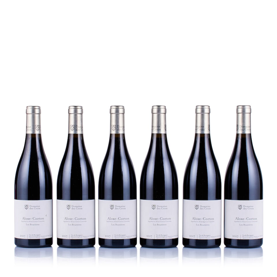 Domaine des Croix, Aloxe-Corton, Les Boutières, 2017 (6 x 750ml): Domaine des Croix, Aloxe-Corton, Les Boutières, 2017 (6 x 750ml) Region: Burgundy Fill Level: excellent Capsule: ok Cork: ok Label: 1x very slightly stained, 1x very slightly marked, 4x excellent