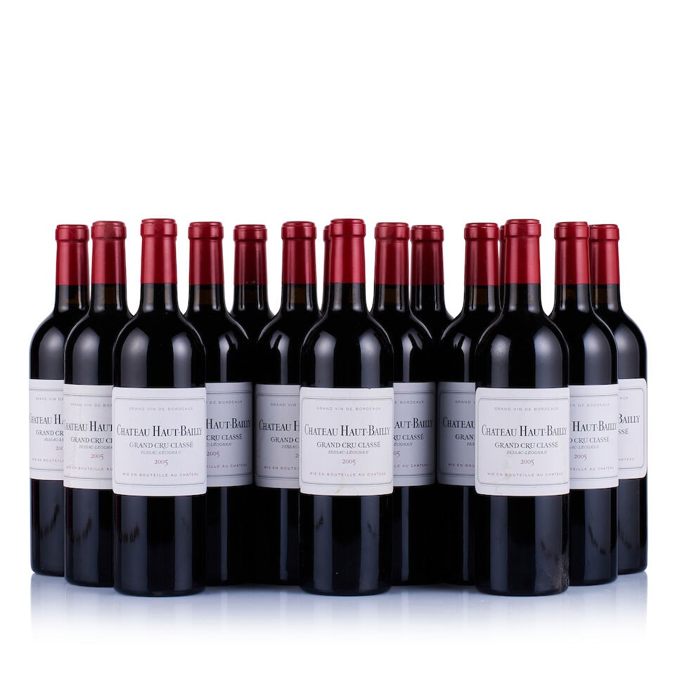 Château Haut-Bailly, Pessac-Léognan, Grand Cru Classé, 2005 (16 x 750ml): Château Haut-Bailly, Pessac-Léognan, Grand Cru Classé, 2005 (16 x 750ml) Region: Bordeaux Fill Level: into neck Capsule: ok Cork: ok Label: 8x lightly bin-soiled, 3x nicked Packaging: 3