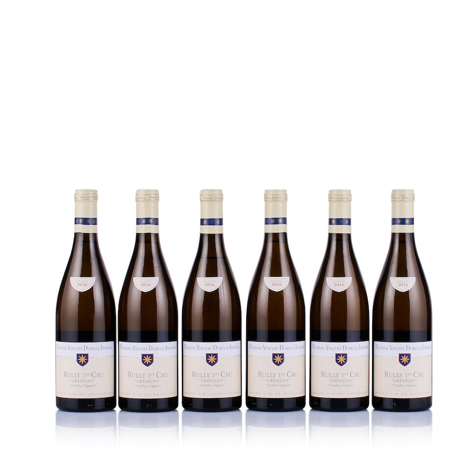 Domaine Dureuil Janthial, Rully 1er Cru, Grésigny, 2016 (6 x 750ml): Domaine Dureuil Janthial, Rully 1er Cru, Grésigny, 2016 (6 x 750ml) Region: Burgundy Fill Level: 1x under 3cm below base of capsule, 5x excellent Capsule: 1x old signs of seepage, 5x ok Cork: