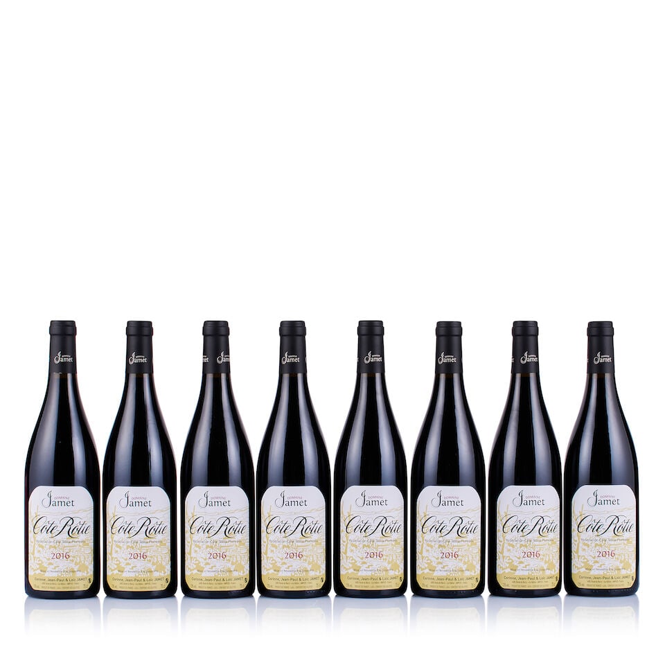 Domaine Jamet, Côte-Rôtie, 2016 (8 x 750ml): Domaine Jamet, Côte-Rôtie, 2016 (8 x 750ml) Region: Rhone Valley Fill Level: excellent Capsule: ok Cork: ok Label: good appearance Packaging: neutral carton This lot is subject to the