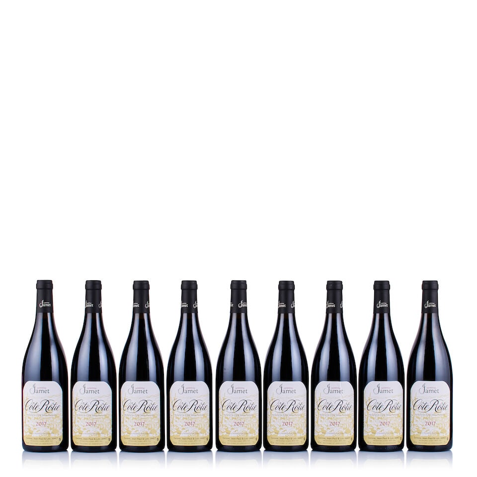 Domaine Jamet, Côte-Rôtie, 2017 (9 x 750ml): Domaine Jamet, Côte-Rôtie, 2017 (9 x 750ml) Region: Rhone Valley Fill Level: excellent Capsule: ok Cork: ok Label: 1x creased, 8x good appearance Packaging: neutral carton This lot is