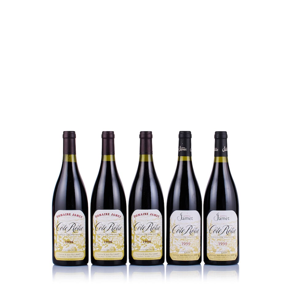 Domaine Jamet, Côte-Rôtie, 1998 & 1999 (5 x 750ml): Domaine Jamet, Côte-Rôtie, 1998 (3 x 750ml) Region: Rhone Valley Fill Level: excellent Capsule: ok Cork: ok Label: good appearance Domaine Jamet, Côte-Rôtie, 1999 (2 x
