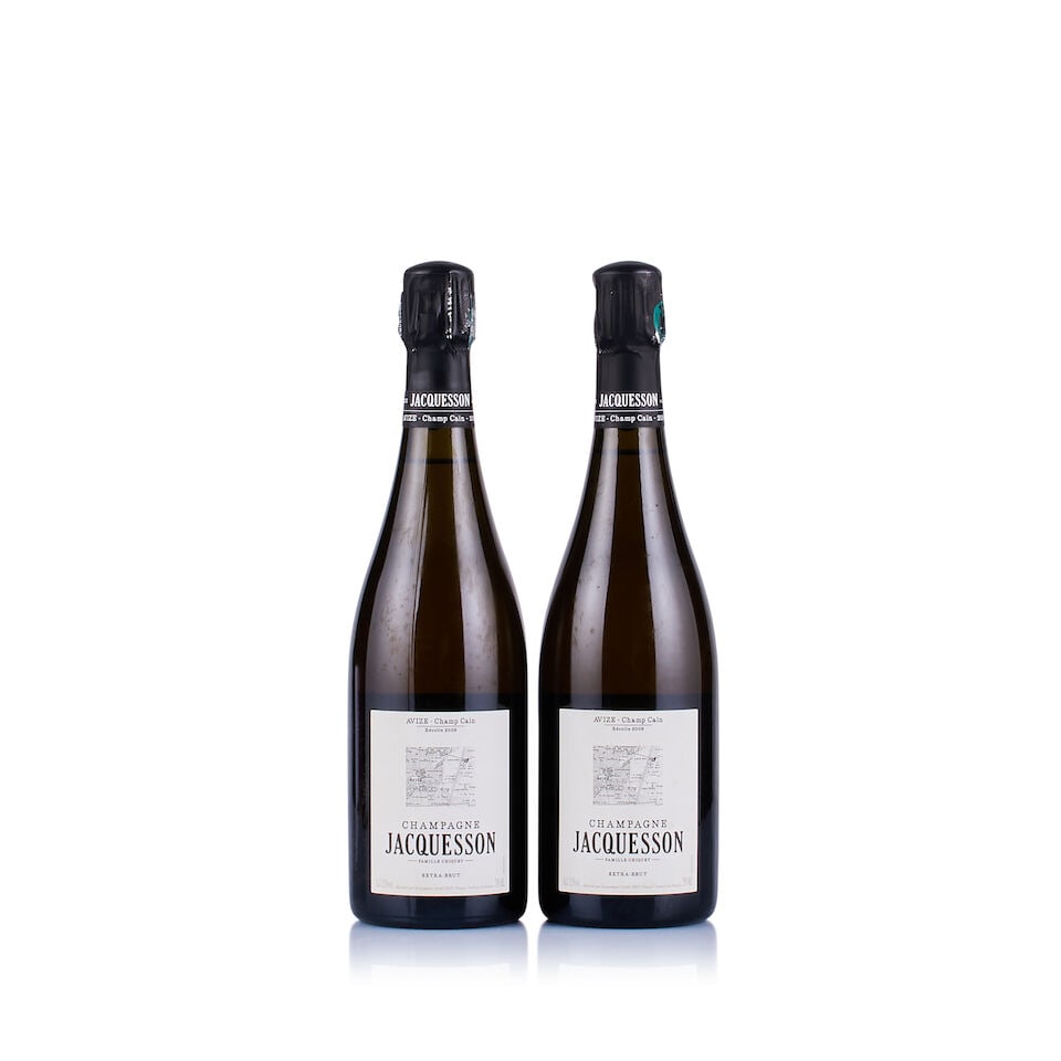 Champagne Jacquesson, Avize, Champ Caïn, 2008 (2 x 750ml): Champagne Jacquesson, Avize, Champ Caïn, 2008 (2 x 750ml) Region: Champagne Fill Level: excellent Capsule: corroded foils Cork: ok Label: good appearance Packaging: neutral carton Miscellaneous: