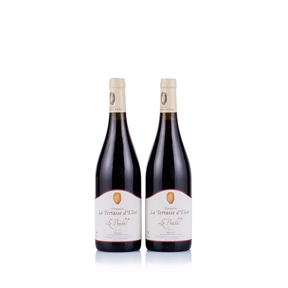 Domaine La Terrasse d'Elise, Le Pradel, 2015 (2 x 750ml): Domaine La Terrasse d'Elise, Le Pradel, 2015 (2 x 750ml) Region: Languedoc Fill Level: excellent Capsule: ok Cork: ok Label: 1x very slightly bin-soiled, 1x good appearance Packaging: neutral carton L