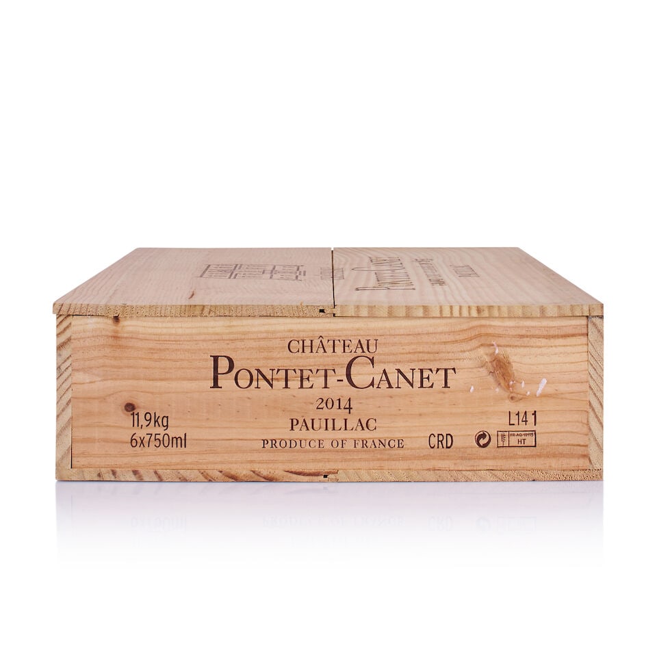 Château Pontet-Canet, Pauillac, Grand Cru Classé, 2014 (6 x 750ml): Château Pontet-Canet, Pauillac, Grand Cru Classé, 2014 (6 x 750ml) Region: Bordeaux Fill Level: into neck Capsule: ok Cork: ok Label: good appearance Packaging: original wooden case Miscella