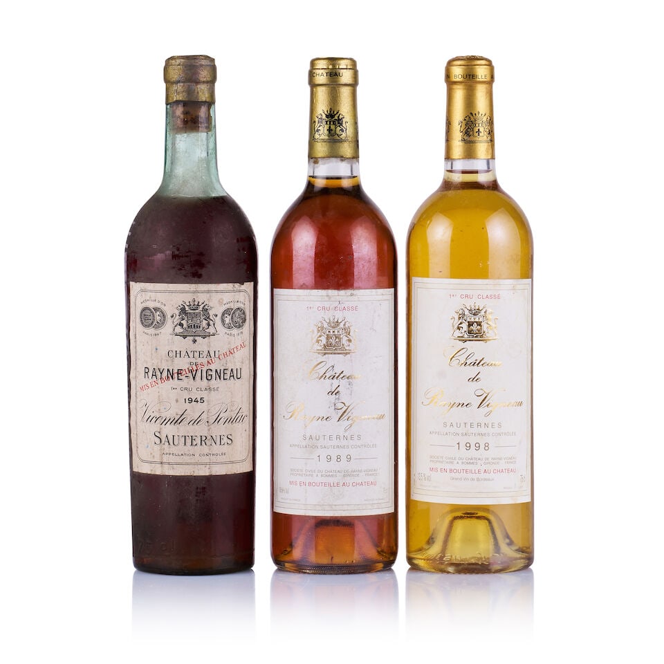 Château Rayne Vigneau, Sauternes, 1945, 1989 & 1998 (3 x 750ml) (1 of 2)