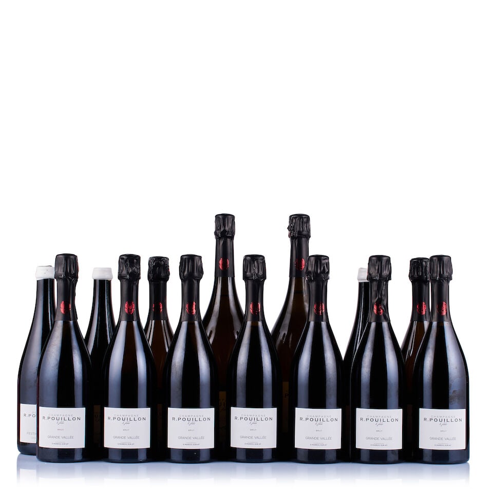 Mixed Lot of Champagne R. Pouillon & Fils, Non-Vintage, 2016, 2017 & 2018 (12 x 750ml & 2 x Magnum): Champagne R. Pouillon & Fils, Festigny, Coteaux Champenois White, 2016 (3 x 750ml) Region: Champagne Fill Level: excellent Capsule: white wax, 1x chipped, 2x ok Cork: ok Label: all lightly