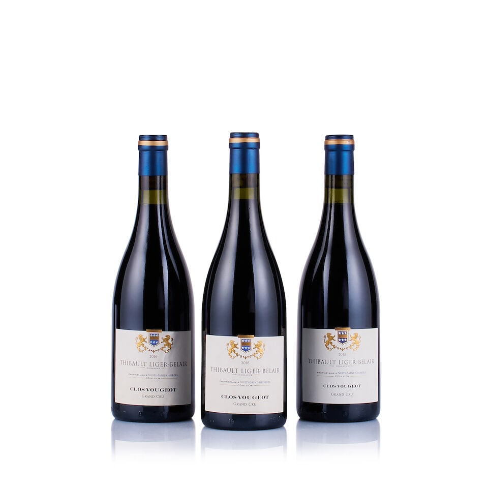 Thibault Liger-Belair, Clos Vougeot Grand Cru, 2016 & 2018 (3 x 750ml): Thibault Liger-Belair, Clos Vougeot Grand Cru, 2016 (2 x 750ml) Region: Burgundy Fill Level: good Capsule: ok Cork: ok Label: good appearance Thibault Liger-Belair, Clos Vougeot Grand Cru, 2018 (1 x