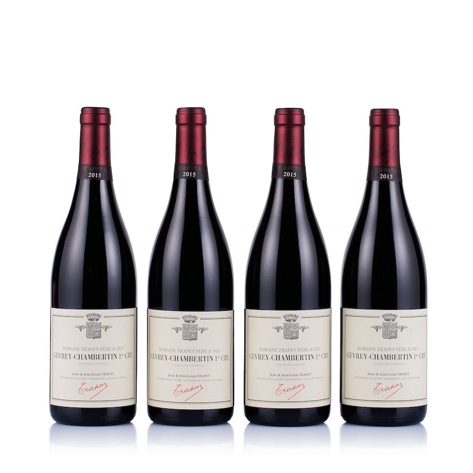 Domaine Trapet Père & Fils, Gevrey-Chambertin 1er Cru, Capita, 2015 (4 x 750ml): Domaine Trapet Père & Fils, Gevrey-Chambertin 1er Cru, Capita, 2015 (4 x 750ml) Region: Burgundy Fill Level: excellent Capsule: ok Cork: ok Label: good appearance Packaging: original carton For f