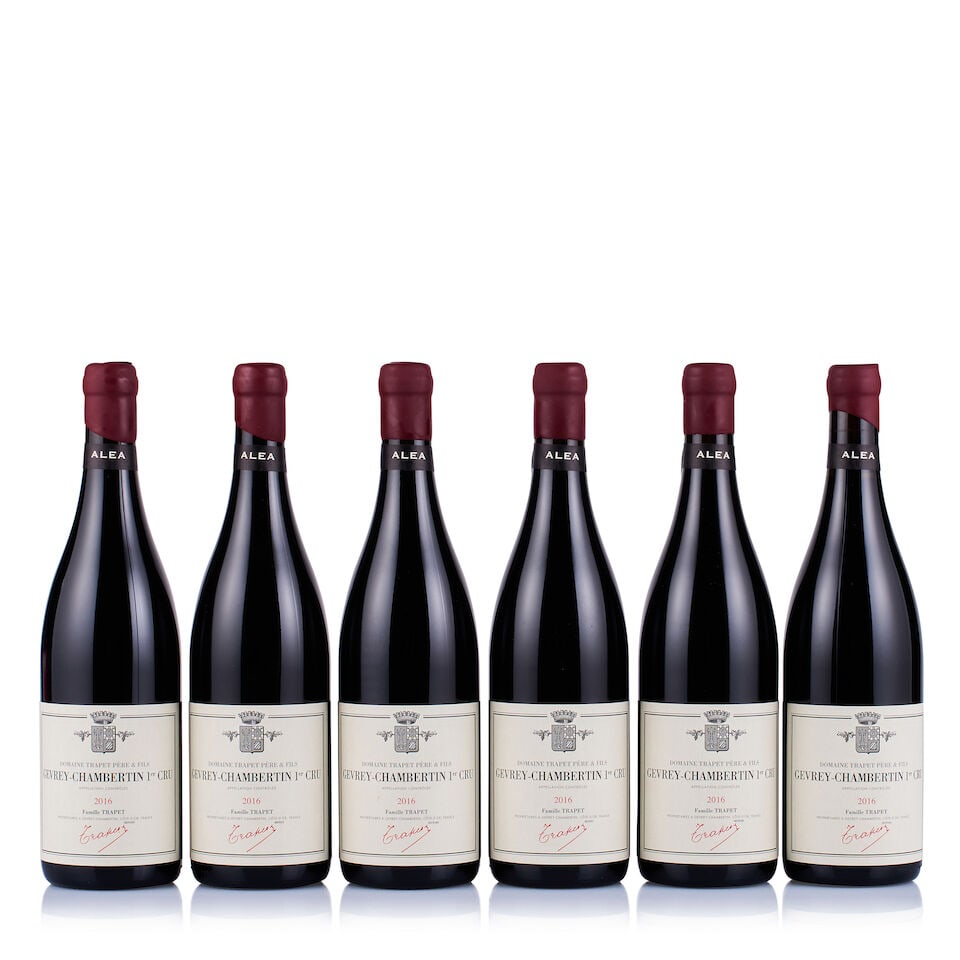 Domaine Trapet Père & Fils, Gevrey-Chambertin 1er Cru, Alea, 2016 (6 x 750ml): Domaine Trapet Père & Fils, Gevrey-Chambertin 1er Cru, Alea, 2016 (6 x 750ml) Region: Burgundy Fill Level: excellent Capsule: ok Cork: ok Label: good appearance Packaging: original carton For fur