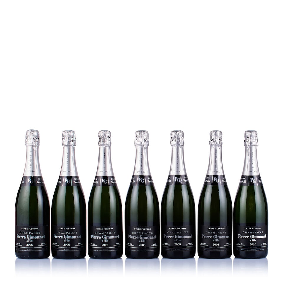 Champagne Pierre Gimonnet & Fils, Fleuron, Blanc de Blancs 1er Cru, 2006, 2008 & 2010 (7 x 750ml): Champagne Pierre Gimonnet & Fils, Fleuron, Blanc de Blancs 1er Cru, 2006 (3 x 750ml) Region: Champagne Fill Level: excellent Capsule: ok Cork: ok Label: good appearance Packaging: neutral carton Cham