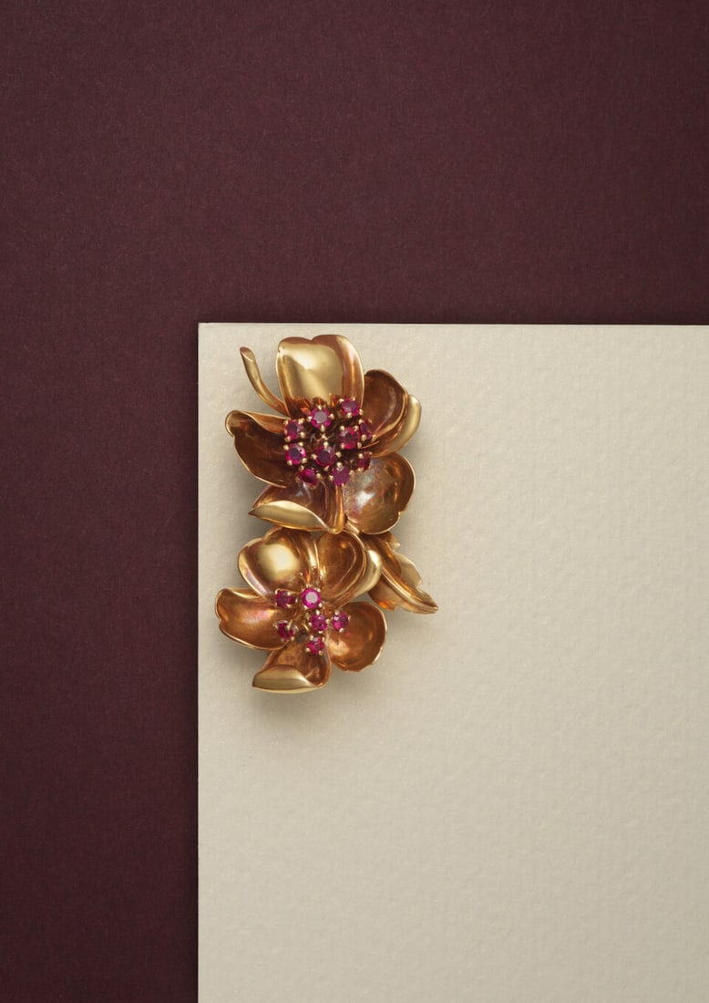RUBY 'FLOWER' BROOCH BROCHE 'FLEURS' RUBIS - 2