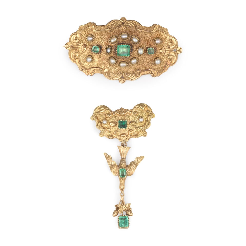 CULTURED PEARL, EMERALD AND RUBY DEMI PARURE PARURE PERLES DE CULTURE, ÉMERAUDES ET RUBIS - 5