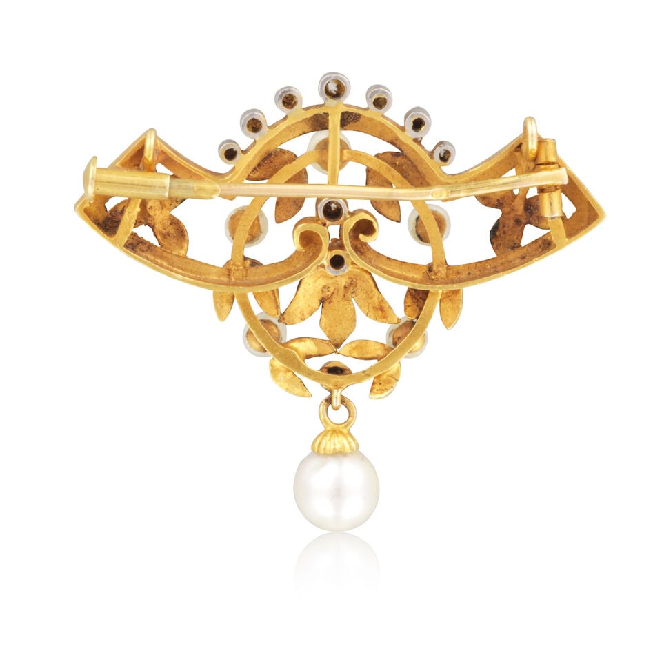 PEARL AND DIAMOND BROOCH BROCHE PERLES ET DIAMANTS - 2