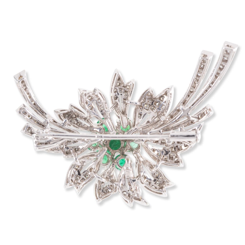 EMERALD AND DIAMOND BROOCH BROCHE ÉMERAUDES ET DIAMANTS - 2