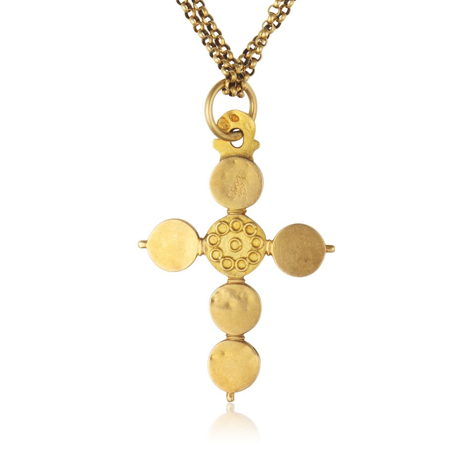 CROSS PENDANT ON WATCH CHAIN PENDENTIF CROIX SUR UNE CHAÎNE DE MONTRE - 2