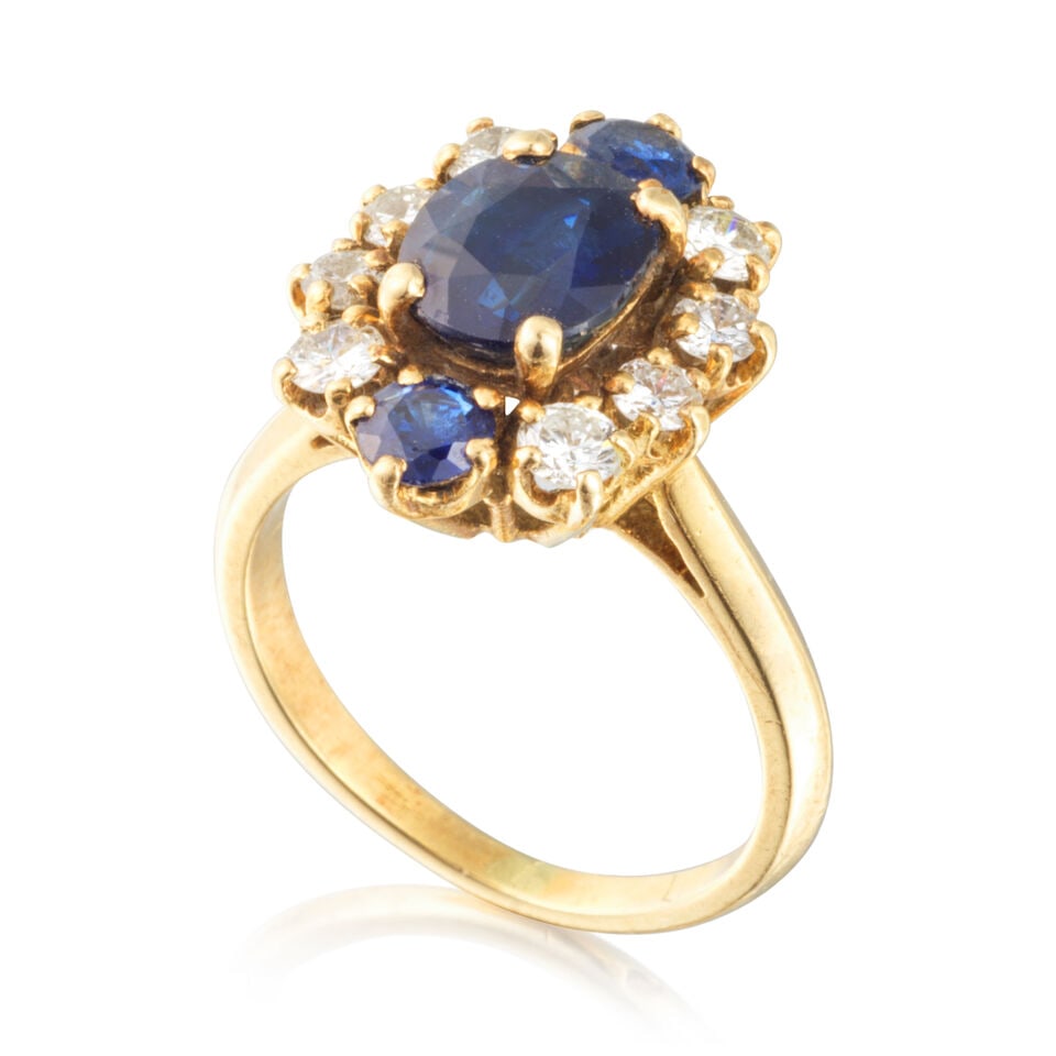 SAPPHIRE AND DIAMOND RING BAGUE SAPHIRS ET DIAMANTS - 3