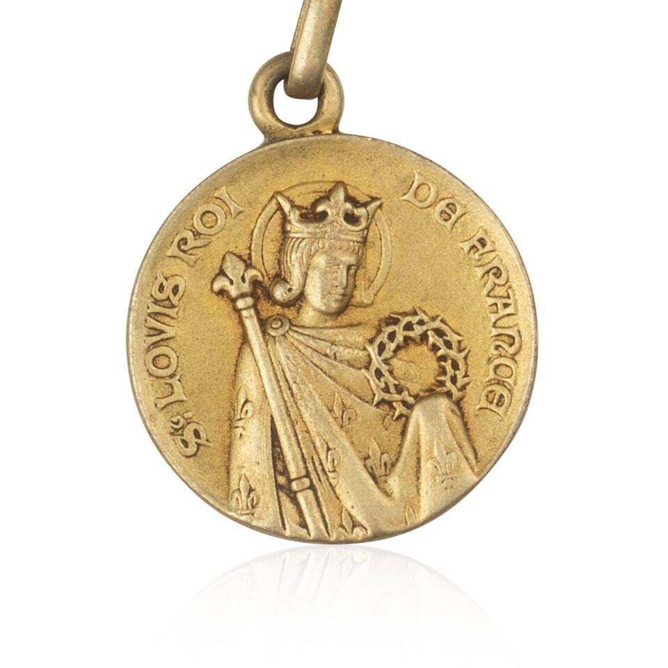 POCKET WATCH, MEDAL AND VINAIGRETTE ON A WATCH CHAIN MONTRE DE GOUSSET, VINAIGRETTE ET MÉDA... - 2