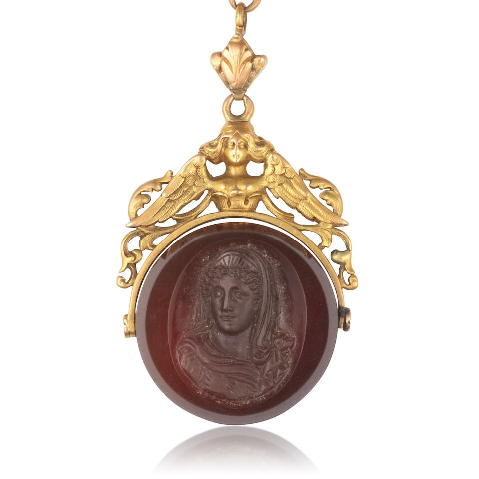 AGATE INTAGLIO SEAL ON A WATCH CHAIN INTAILLE EN AGATE SUR UNE CHAÎNE DE MONTRE - 3