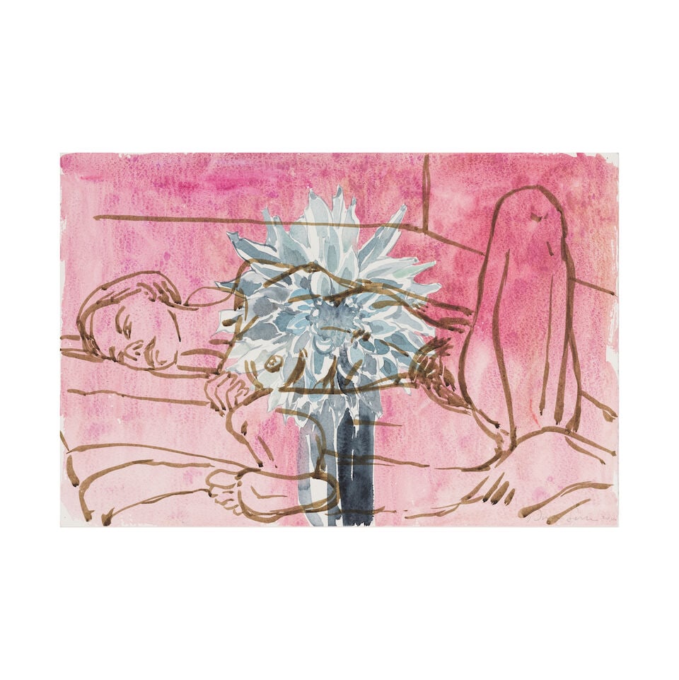 DAVID SALLE (N. 1952) Sans titre 2000: DAVID SALLE (N. 1952) Sans titre 2000 signé et daté 2000 aquarelle et crayon sur papier signed and dated 2000 watercolour and pencil on paper 37.5 x 56.6 cm. 14 3/4 x 22 5/16