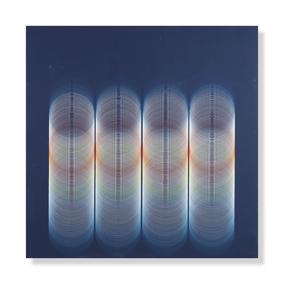 ROMANO ZANOTTI (1934-2019) Daleth 1985: ROMANO ZANOTTI (1934-2019) Daleth 1985 signé, titré, daté 1985 et inscrit Procession chromatique / quatre chemin de lumière au revers acrylique sur toile signed, titled,