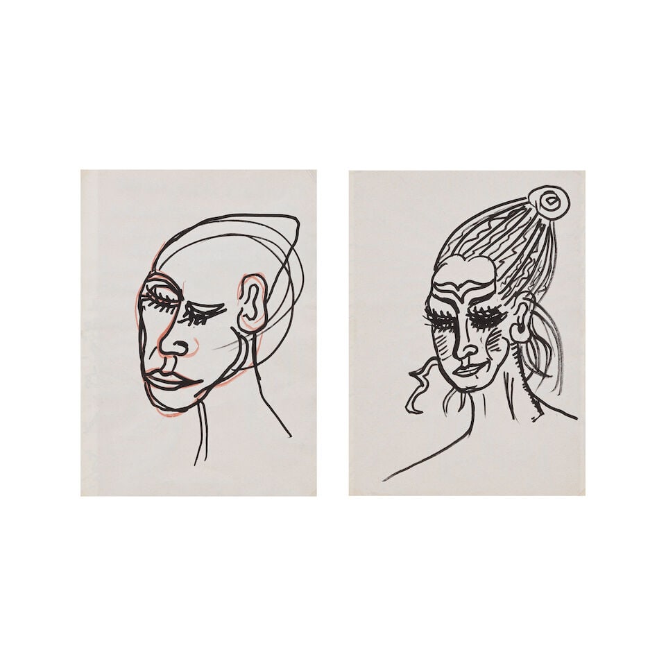 Robert Combas. Lot of three works: -Déèsse 29.5x21 cm -Peinture de Guerre 2010 29.5x21... - 2