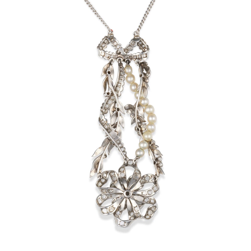 CULTURED PEARL AND DIAMOND NECKLACE COLLIER PERLES DE CULTURE ET DIAMANTS - 3