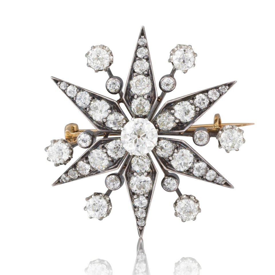 DIAMOND BROOCH, 19TH CENTURY BROCHE DIAMANTS, 19E SIÈCLE (1 of 3)