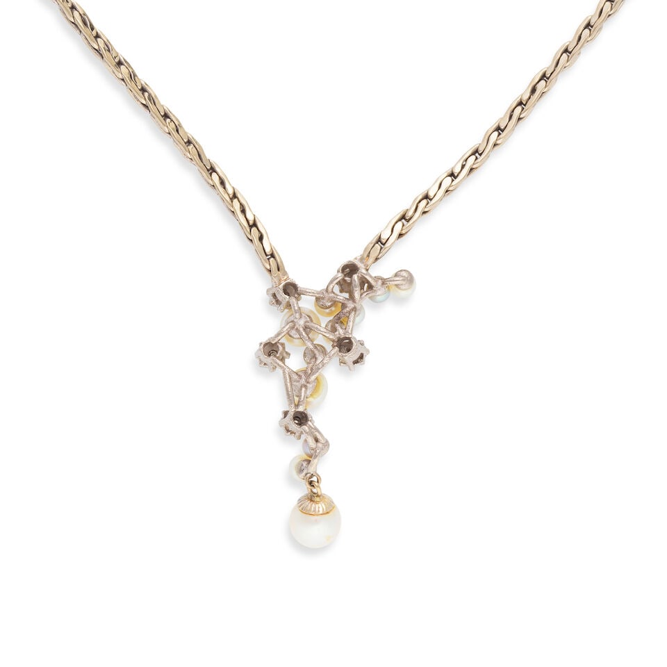 PEARL AND DIAMOND NECKLACE COLLIER PERLES ET DIAMANTS - 2