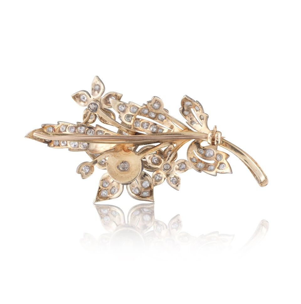 DIAMOND FLOWER 'EN TREMBLANT' BROOCH BROCHE FLEURS 'TREMBLEUSE' DIAMANTS - 2