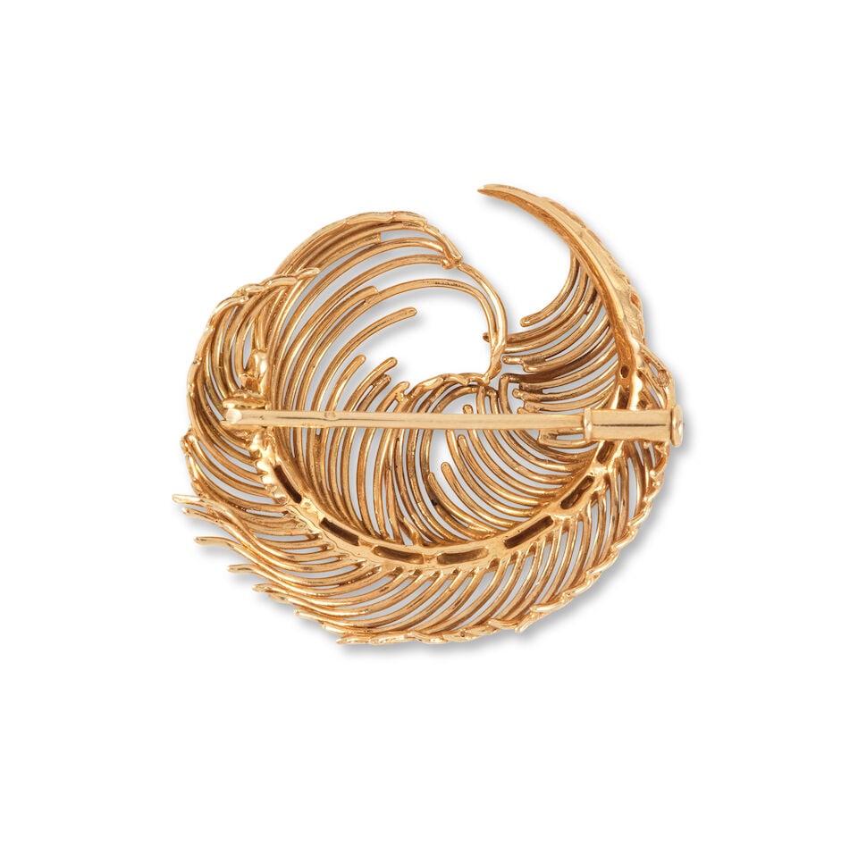GOLD 'FEATHER' BROOCH BROCHE 'PLUME' EN OR - 2