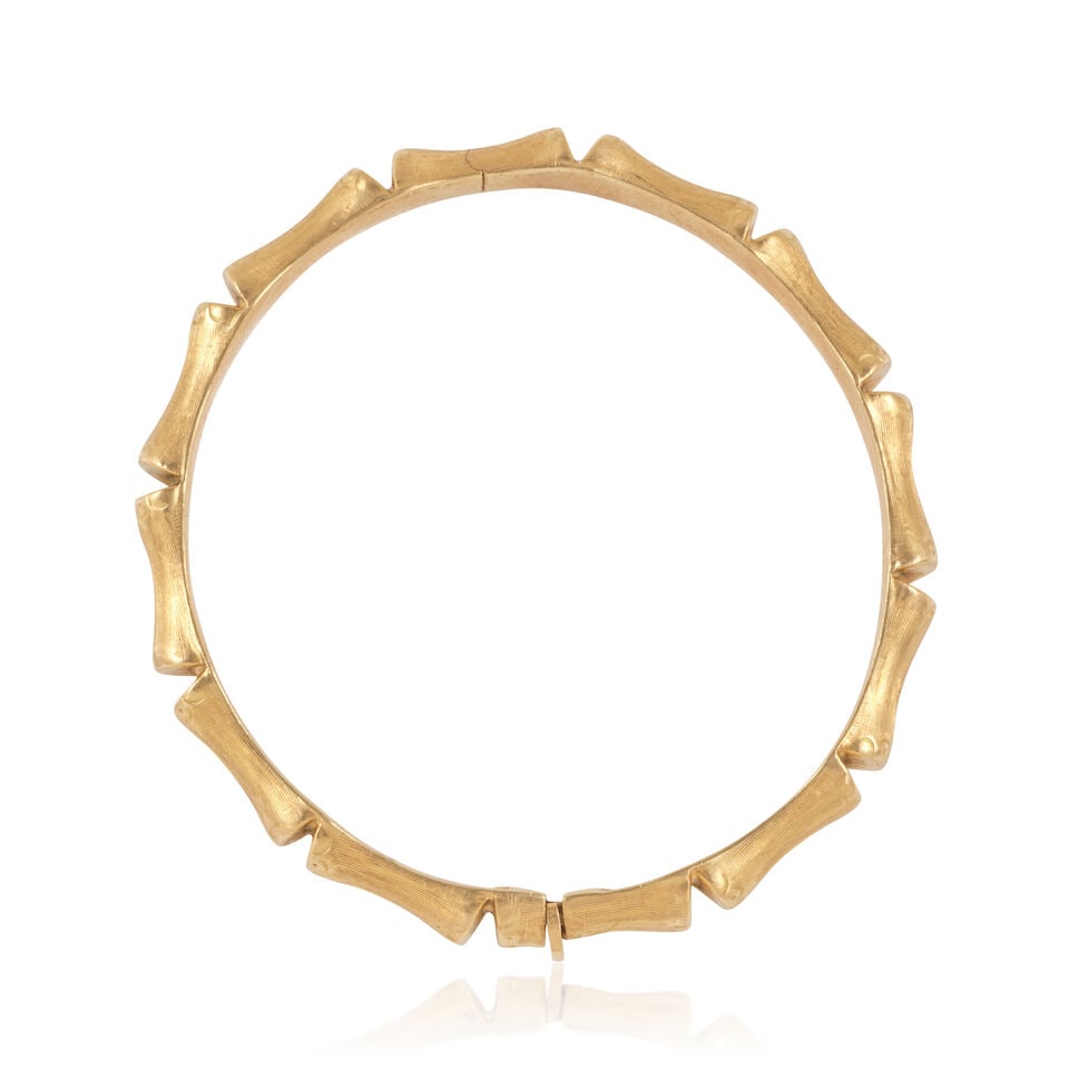 GOLD 'BAMBOO' HINGED BANGLE BRACELET JONC 'BAMBOU' EN OR - 2