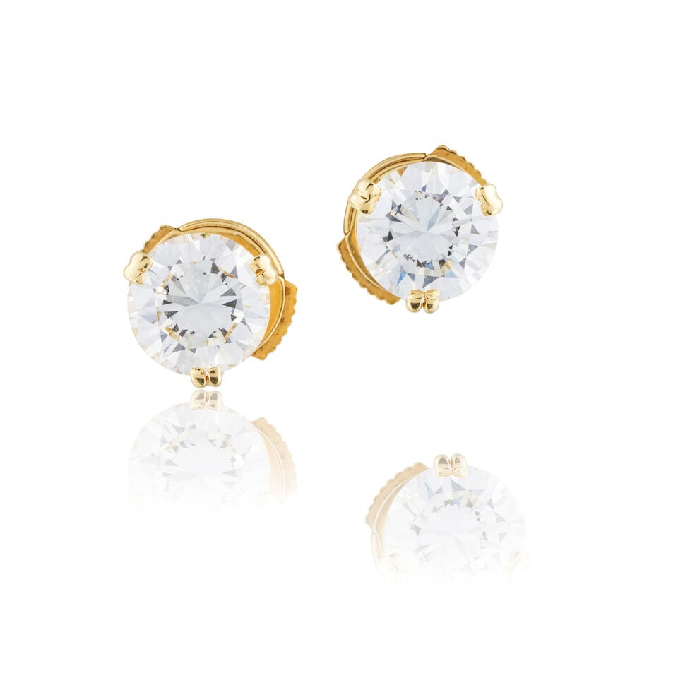 DIAMOND EARRINGS PAIRE DE BOUCLES D'OREILLES DIAMANTS: DIAMOND EARRINGS PAIRE DE BOUCLES D'OREILLES DIAMANTS • French import marks for 18 carat yellow gold (750 ‰) • 2 brilliant-cut diamonds weighing approximately 1.90 ct •