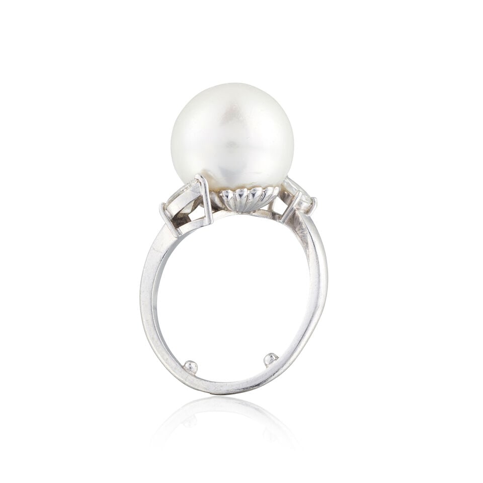 CULTURED PEARL AND DIAMOND RING BAGUE PERLE ET DIAMANTS - 2