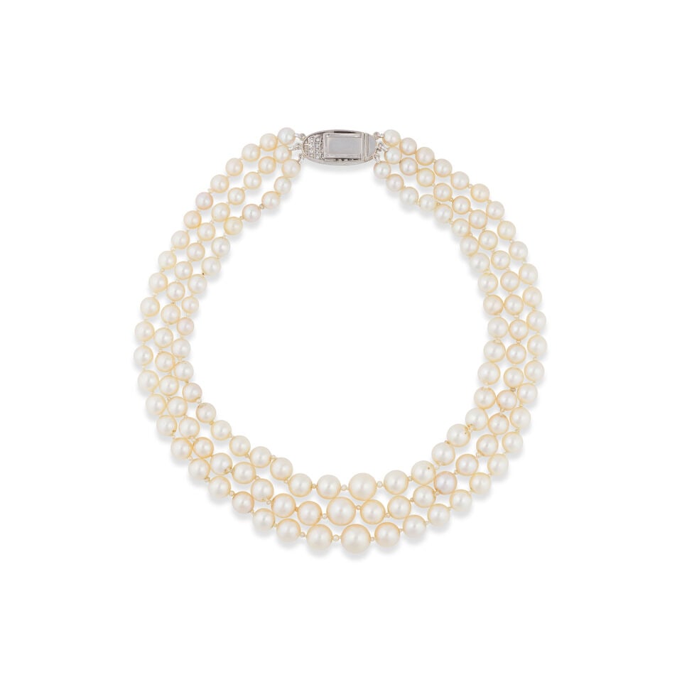 PEARL, EMERALD AND DIAMOND NECKLACE COLLIER DE PERLES, ÉMERAUDE ET DIAMANTS - 2