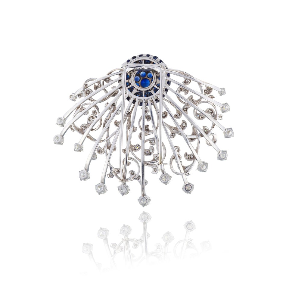 SAPPHIRE AND DIAMOND BROOCH BROCHE SAPHIRS ET DIAMANTS - 2