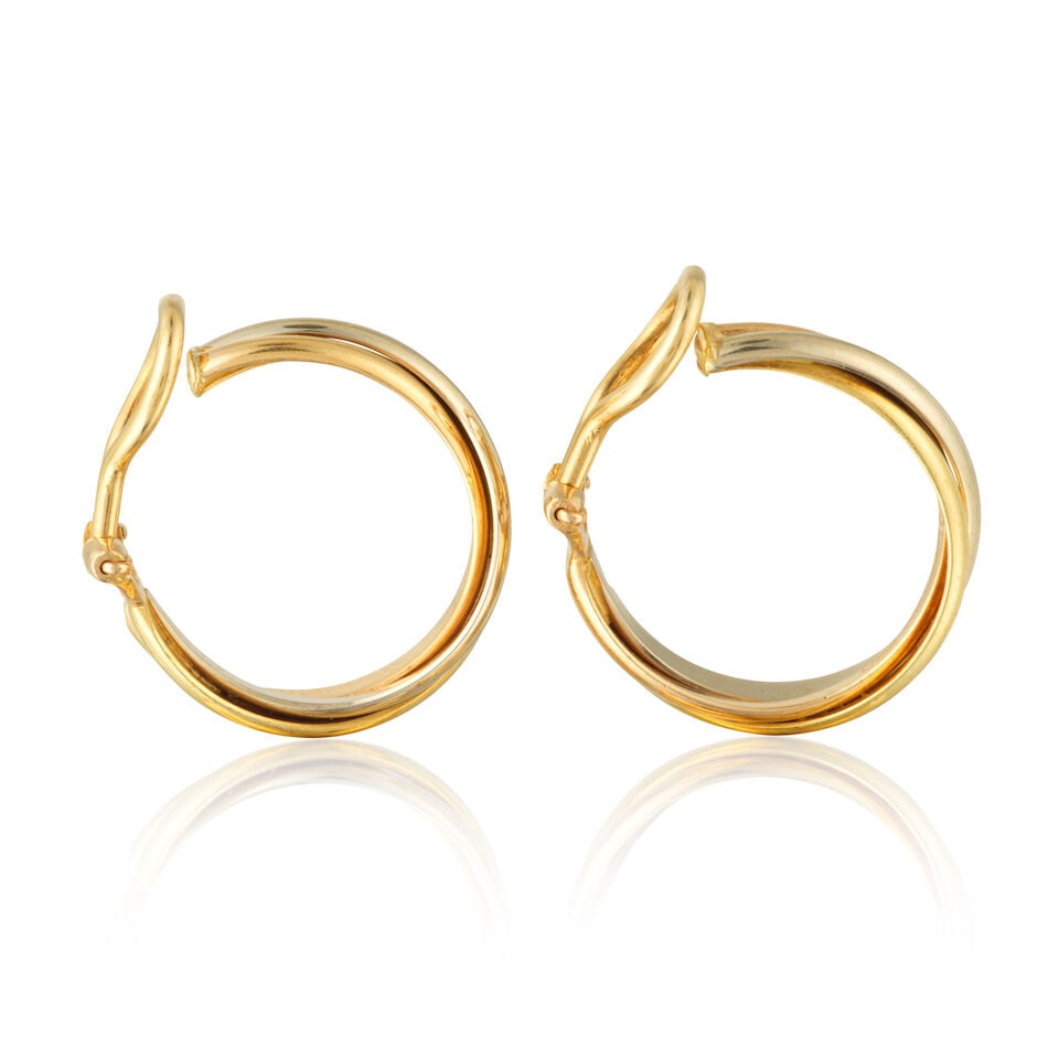 CARTIER: PAIR OF THREE COLOUR-GOLD 'TRINITY' EARCLIPS CARTIER: PAIRE DE CLIPS D'OREILLES 'TRINIT... - 2