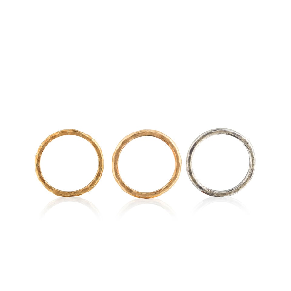PALOMA PICASSO FOR TIFFANY: THREE GOLD RINGS PALOMA PICASSO POUR TIFFANY: TROIS BAGUES EN OR: PALOMA PICASSO FOR TIFFANY: THREE GOLD RINGS PALOMA PICASSO POUR TIFFANY: TROIS BAGUES EN OR • French import mark for 18 carat yellow and pink gold (750 ‰) and for silver (800