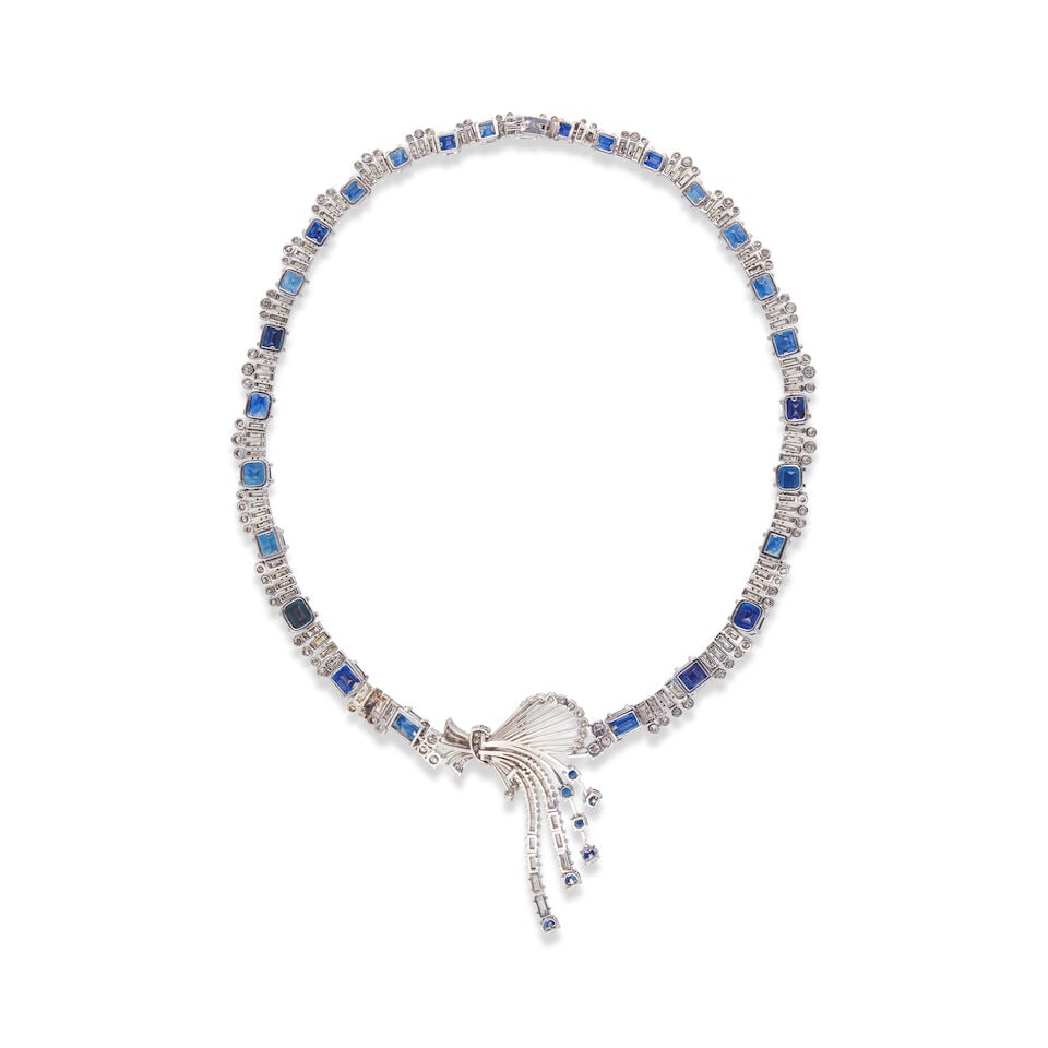 SAPPHIRE AND DIAMOND NECKLACE COLLIER SAPHIRS ET DIAMANTS - 2