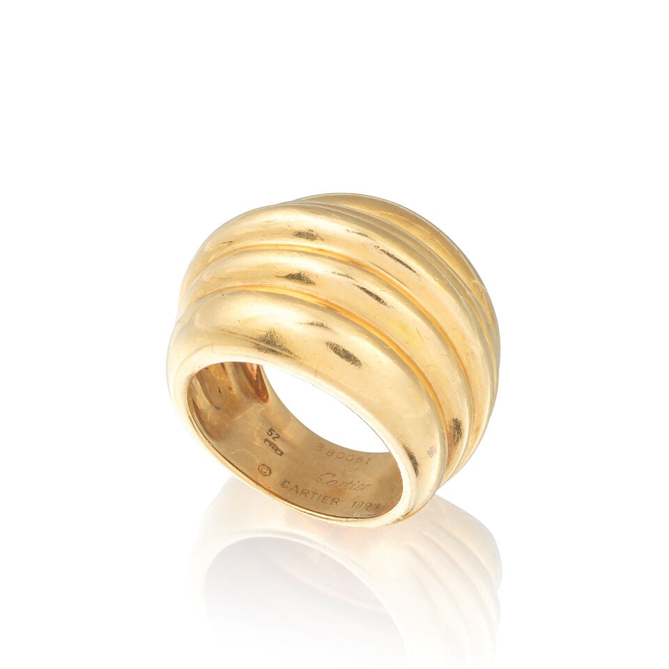 CARTIER: GOLD RING CARTIER: BAGUE EN OR: CARTIER: GOLD RING CARTIER: BAGUE EN OR • French import mark for 18 carat yellow gold (750 ‰) ​ • Ring size 52 (FR) - L ½ (UK)​ • Gross weight 14.25