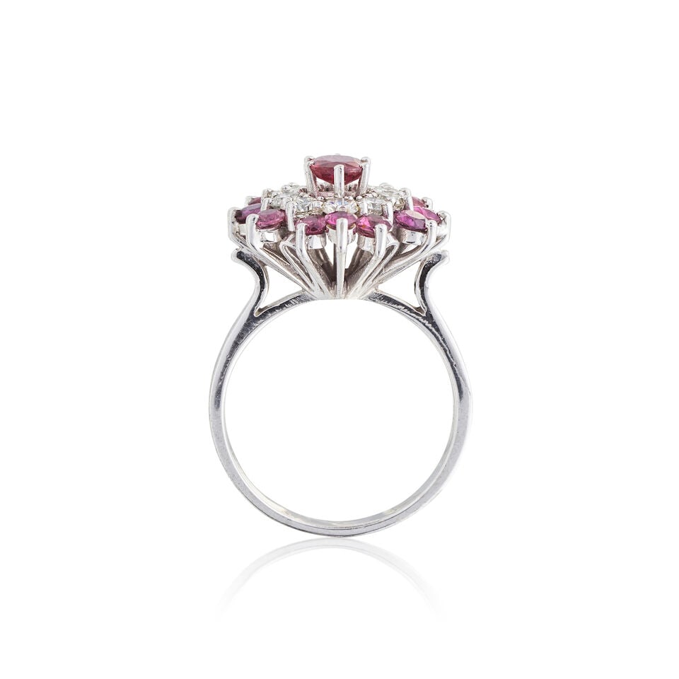 RUBY AND DIAMOND RING BAGUE RUBIS ET DIAMANTS - 2
