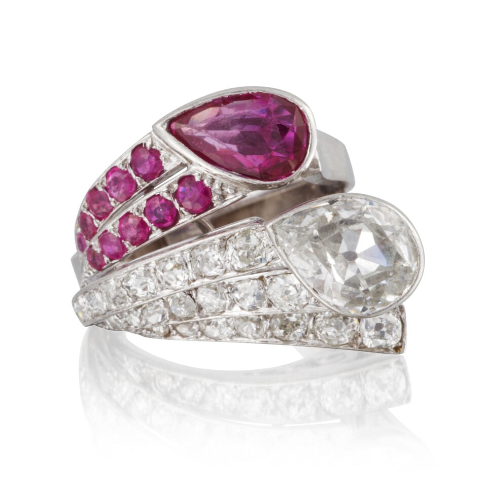 RUBY AND DIAMOND RING BAGUE RUBIS ET DIAMANTS - 2