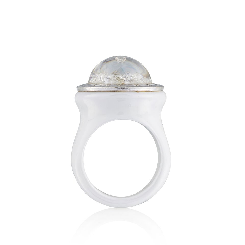 ROYAL ASSCHER: 'STARS OF AFRICA' CERAMIC AND DIAMOND RING ROYAL ASSCHER: 'STARS OF AFRICA' BAGUE... - 2